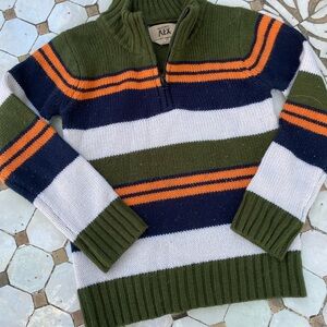 Kids' Striped Green and Navy Sweater